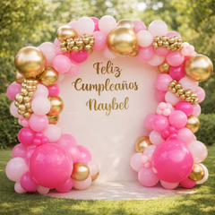 Arco orgánico rosa y dorado